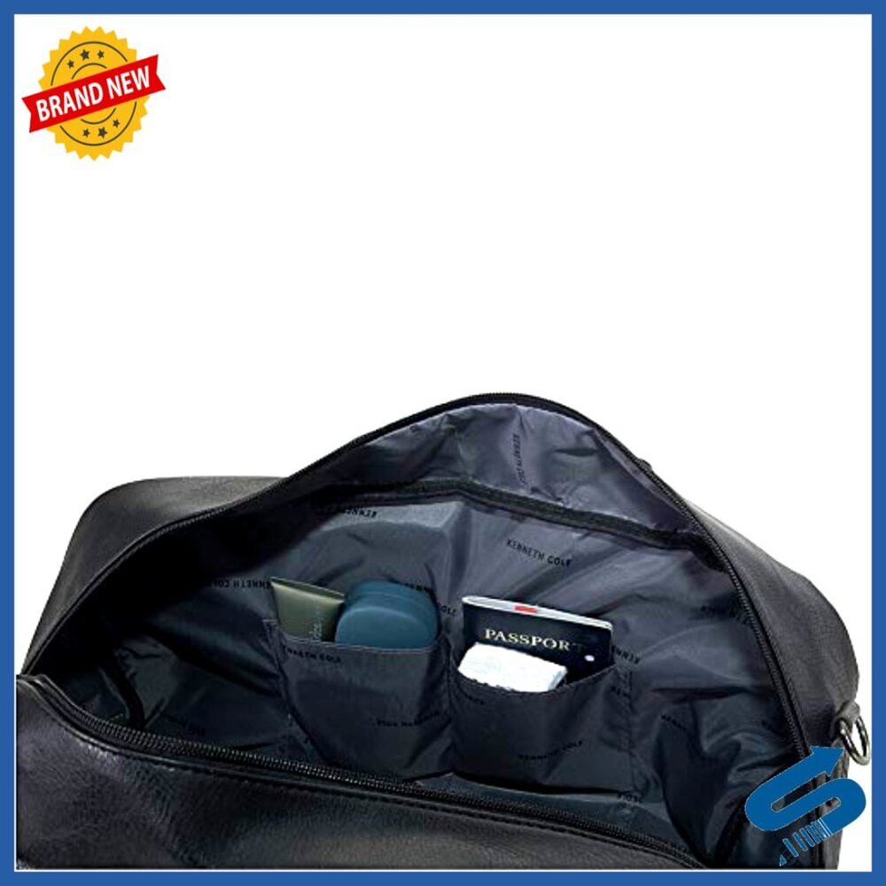 20" Faux Leather Travel Duffel Bag with Shoulder Strap & Trolley Strap - Picture 4 of 6
